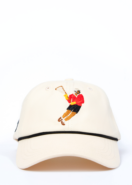 【BOHEMSEO】ROVER COTTON BALL CAP Unisex Zayne Cotton Ball Cap | Natural Modern Herringbone